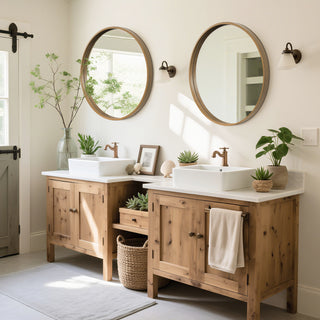 Mirabelle Wood Round Wall Mirror（Shipping Now）