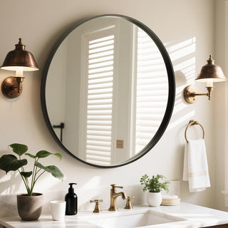 Mirabelle Wood Round Wall Mirror（Shipping Now）