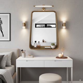 Wooden Framed Wall Mirror With Shelf（Shipping Now）