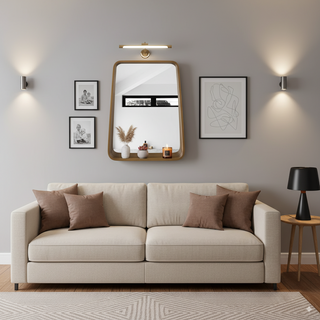 Wooden Framed Wall Mirror With Shelf（Shipping Now）