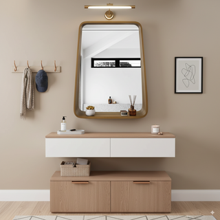 Wooden Framed Wall Mirror With Shelf（Shipping Now）