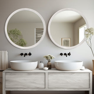Montelier Round Wooden Beaded Wall Mirror 30"
