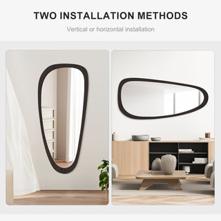 avila irregular wood wall mirror two installation methods