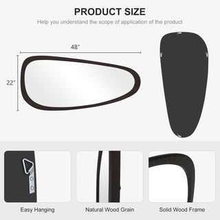 avila irregular wood wall mirror size 22x48 inch