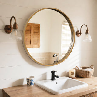 Mirabelle Wood Round Wall Mirror（Shipping Now）