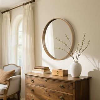 Mirabelle Wood Round Wall Mirror（Shipping Now）