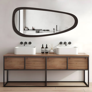 wallbeyond avila irregular wood wall mirror for bathroom